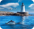 Coastal Shoreline Waves Sandy Beach Theme Mouse Pad Mat Mousepad for Desk Computer Laptop PC Gaming Home or Office Gift (Dolphin Lighthouse MP17)