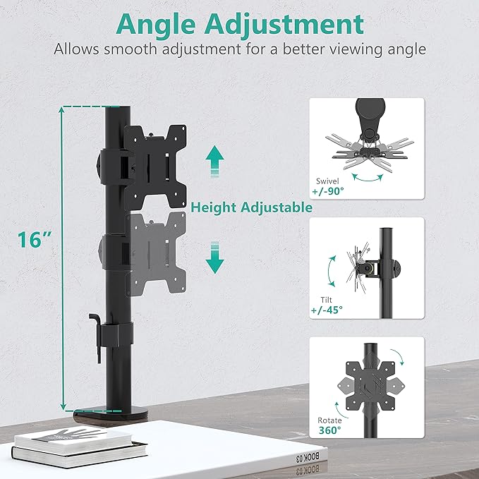 WALI Single Monitor Mount, Monitors Desk Mount, Single Monitor Arm Holds Screen Up to 32inch, 22lbs, Fully Adjustable Mount Designed for Home Office Application(M001S), Black