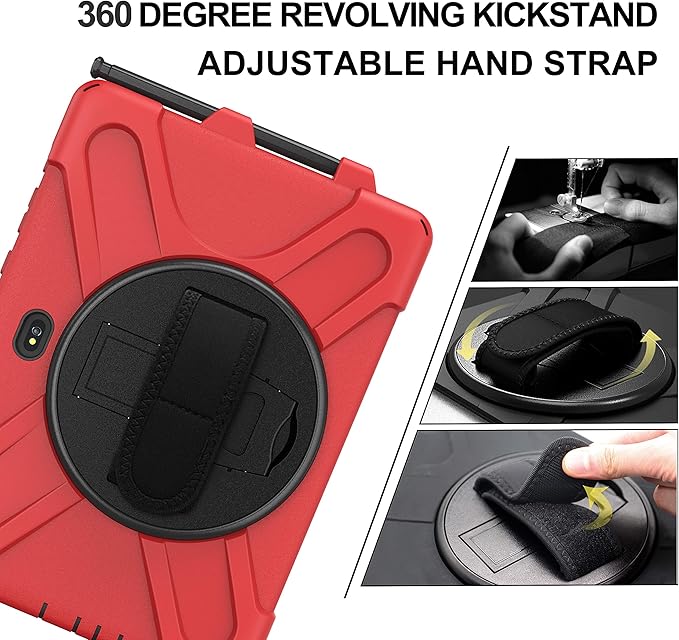 rantice Compatible with Samsung Galaxy TAB Active PRO 10.1 inch/Tab Active4 PRO Case, Heavy Duty Rugged Shockproof Drop Protection Case, Hand Strap&Shoulder Strap for SM-T540/T547/T630/T638 (Red)