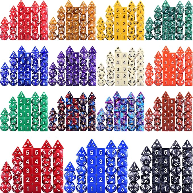 Extended RPG Dice Set 15 x 31 Polyhedral Dice (465pcs) for DND Tabletop Role-Playing Games (15 Colors - Classic)