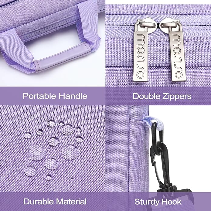 MOSISO Laptop Shoulder Bag, Computer Bag with 2 Raised&1 Flapover&1 Horizontal Pocket&Handle&Belt