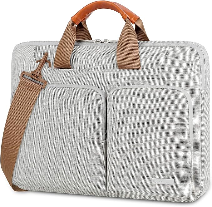 Lacdo 360° Protective Laptop Shoulder Bag, 14 Inch Laptop Sleeve Case for HP Lenovo Dell ASUS Acer Chromebook 14, HP Stream, Dell Inspiron, Lenovo IdeaPad, Acer Spin, ASUS ZenBook Computer Bag, Gray
