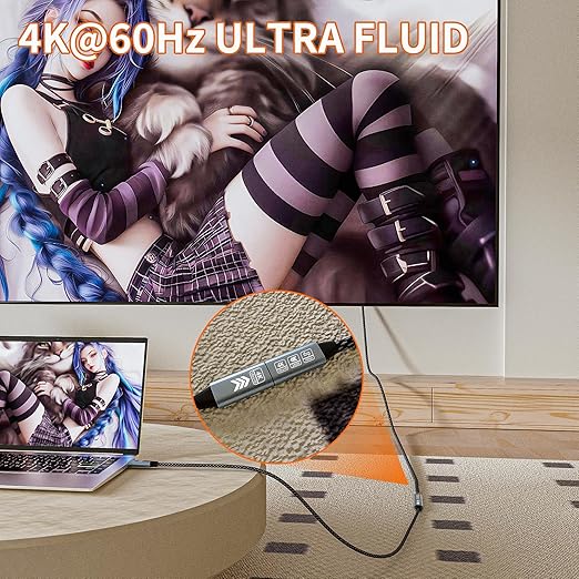 USB C Extension Cable 6.6FT, 20Gbps/240W USB3.2 Type C Extender Cord, 4K@60Hz Video Output Nylon Braided USB C Male to Female Extension Charging Cable Compatibility with Thunderbolt 4/3