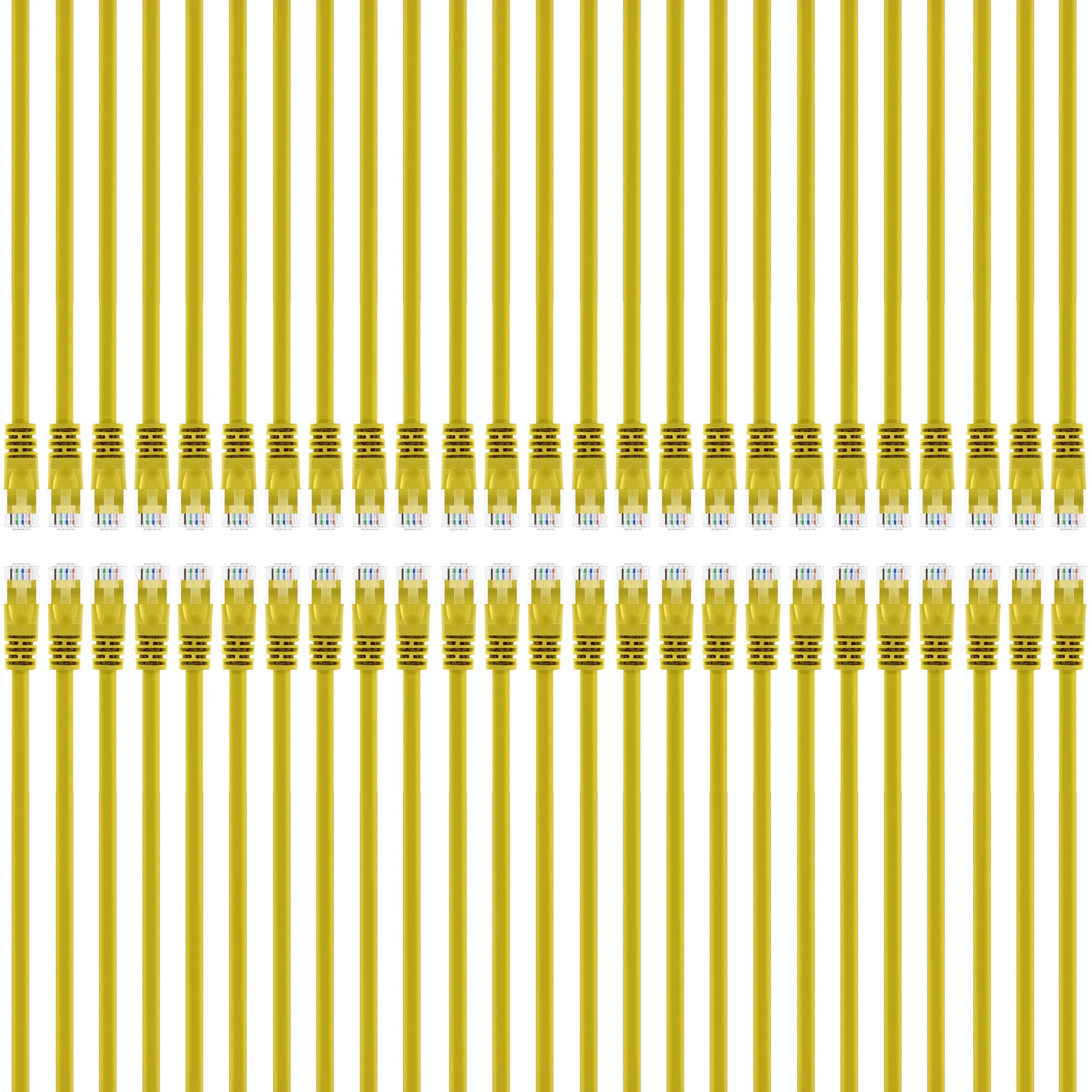 GearIT 50-Pack, Cat5e Ethernet Patch Cable 1 Foot - Snagless RJ45 Computer LAN Network Cord, Yellow - Compatible with 48 Port Switch POE Rackmount 48port Gigabit