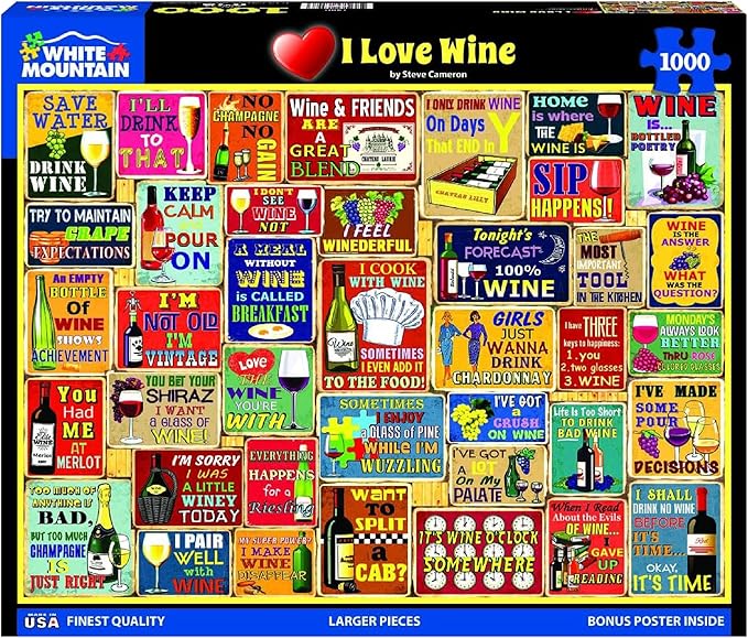 White Mountain Puzzles - I Love Wine - 1000 Piece Jigsaw Puzzle