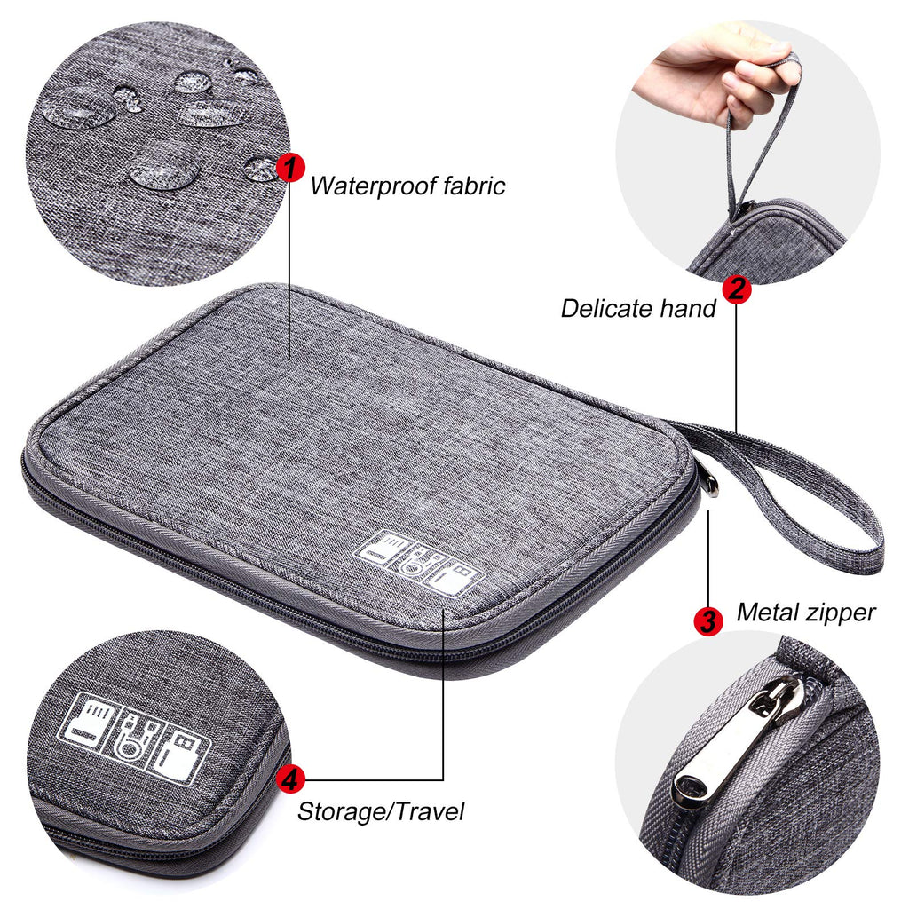 SELLYFELLY Travel Electronics Organizer Portable Cable Organizer Bag for Storage Electronic Accessories Case for Cord,Phone,Charger,Flash Drive (Gray)