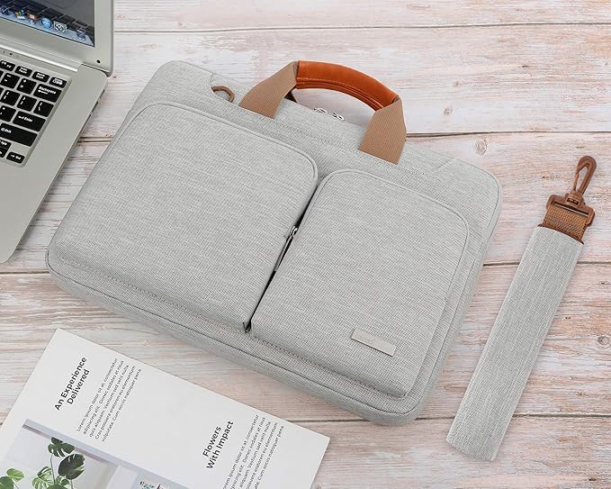 Lacdo 17 17.3 Inch Laptop Bag Women Men Sleeve Case for Dell/HP Envy/ASUS/Acer/Lenovo/LG/Razer Blade Pro 17/MacBook Pro 17, Computer Shoulder Messenger Bag Business Briefcase with Shoulder Strap, Gray