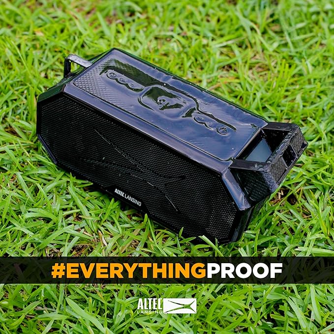 Altec Lansing Portable Bluetooth Speaker HYDRABOOM 2.0, 32W Output Power, 16Hr Playtime, Party Sync, Qi Wireless Charging, Everything-Proof, Voice Assistant Compatible - Black