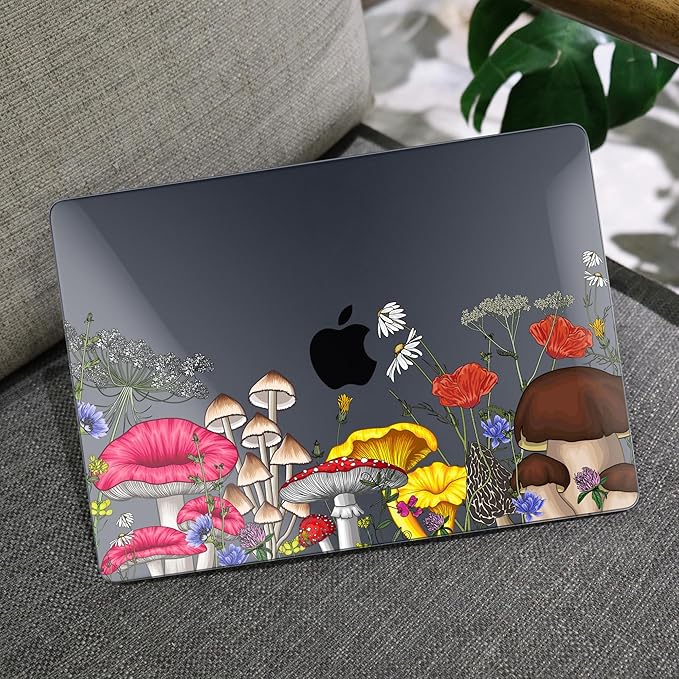 MEEgoodo for M4/M3/M2 MacBook Air 15.3 inch Case 2025 2024 2023, Case Fit Model (A3241/A3114/A2941) for MacBook Air 15 inch, Laptop Hard Shell with Keyboard Cover, Forest of Mushrooms