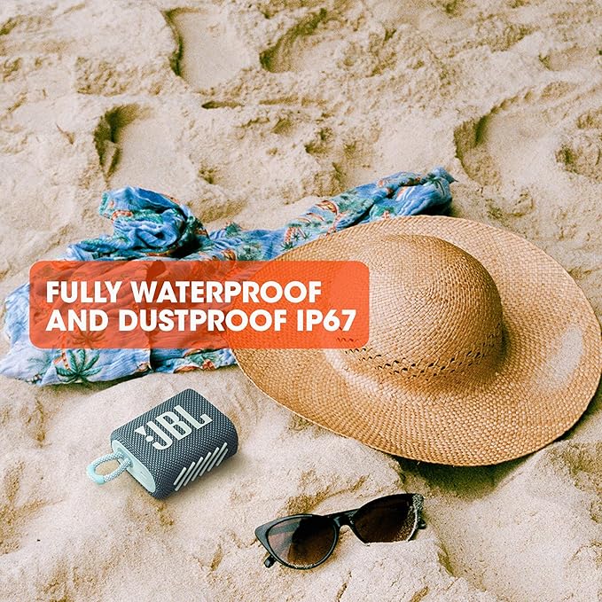 JBL Go 3 - Portable Mini Bluetooth Speaker, big audio and punchy bass, IP67 waterproof and dustproof, 5 hours of playtime, speaker for home, outdoor and travel (Red)