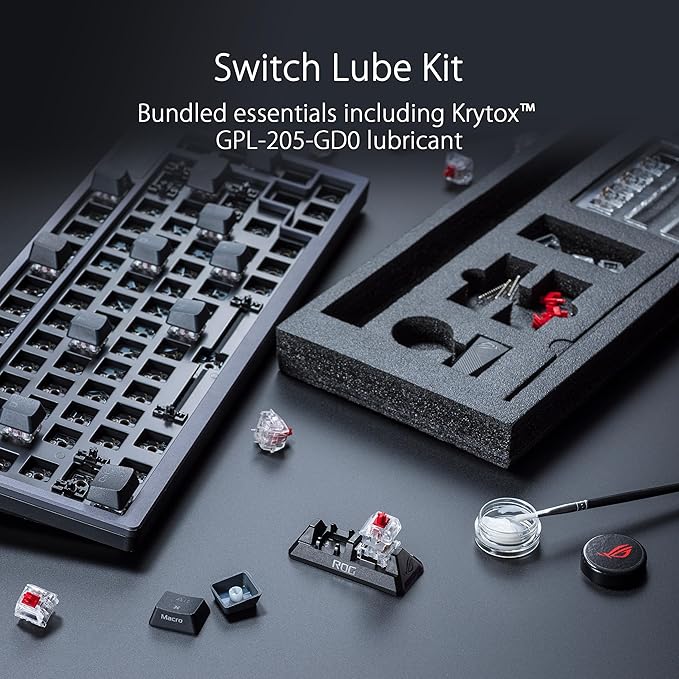 ASUS ROG Azoth 75% Wireless DIY Custom Gaming Keyboard, OLED Display, Three-Layer Dampening, Hot-Swappable ROG NX Snow Switches & Keyboard Stabilizers, PBT Keycaps, RGB-White