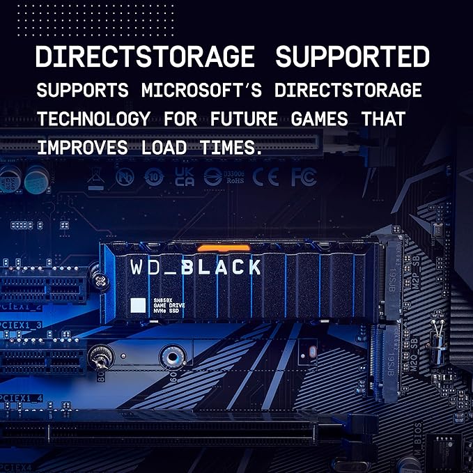 WD_BLACK 2TB SN850X NVMe Internal Gaming SSD Solid State Drive with Heatsink - Works with Playstation 5, Gen4 PCIe, M.2 2280, Up to 7,300 MB/s - WDS200T2XHE