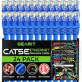 GearIT 24-Pack, Cat5e Ethernet Patch Cable 0.5 Feet - Snagless RJ45 Computer LAN Network Cord, Blue - Compatible with 24 48 Port Switch POE Rackmount 24port Gigabit