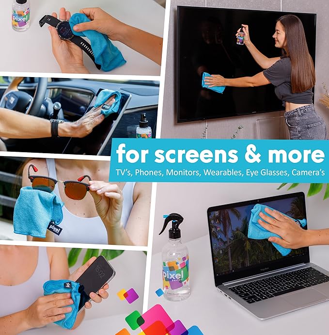 Pixel Perfect | 1.4oz | Mini Screen Cleaner Kit, for TV, Laptops, Computers, Monitors, Phones, Tablets | 40ml Cleaning Kit, Premium Natural Spray