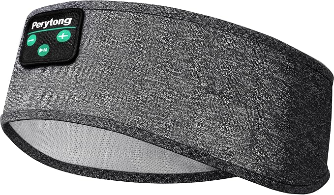 Perytong Sleep Headband - Bluetooth Sleeping Headphones for Side Sleepers - Comfortable Headband with Thin Speaker Microphone Gift Ideas for Women & Men
