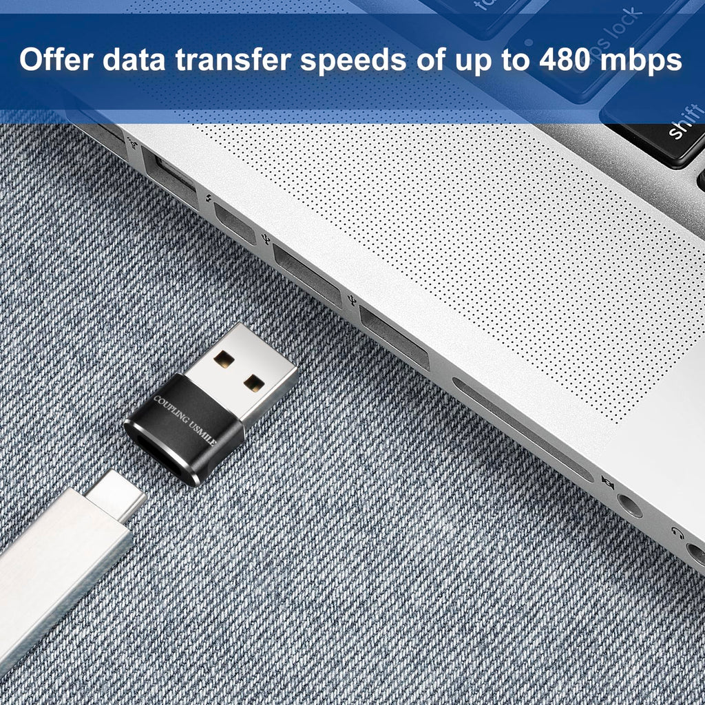 USB to USB C Adapter 4 Pcs Black, Fast Charging, Transfer and Type C OTG