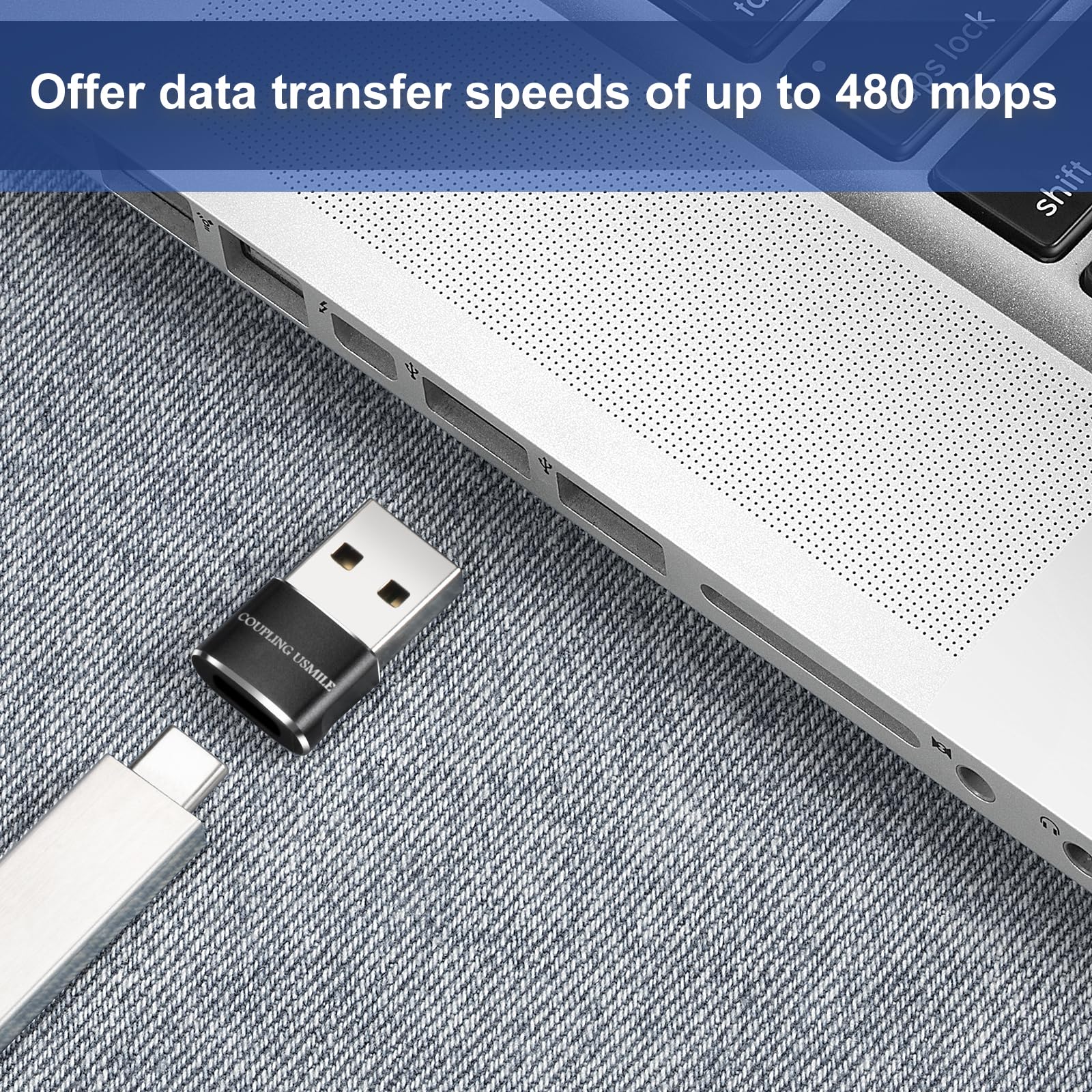 USB to USB C Adapter 4 Pcs Black, Fast Charging, Transfer and Type C OTG