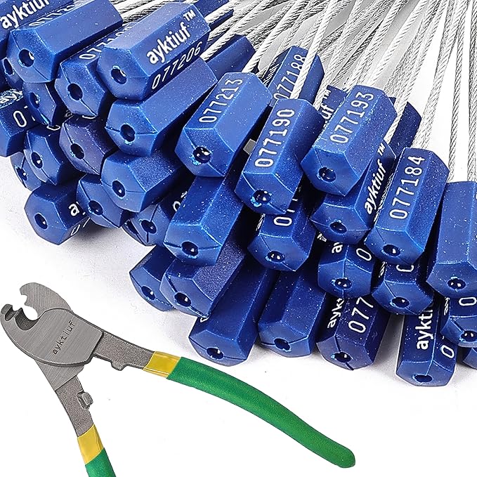 240 Pieces Security Cable Seals, Metal Number Security Tags for Truck, Trailers, Cargo, Containers, Vans, Oil Tank, Milk Vehicle (Blue, 240 Pack)