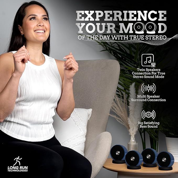 Paired Bluetooth Speakers - Surround Sound Stereo Pairing Linkable for Home TV Car