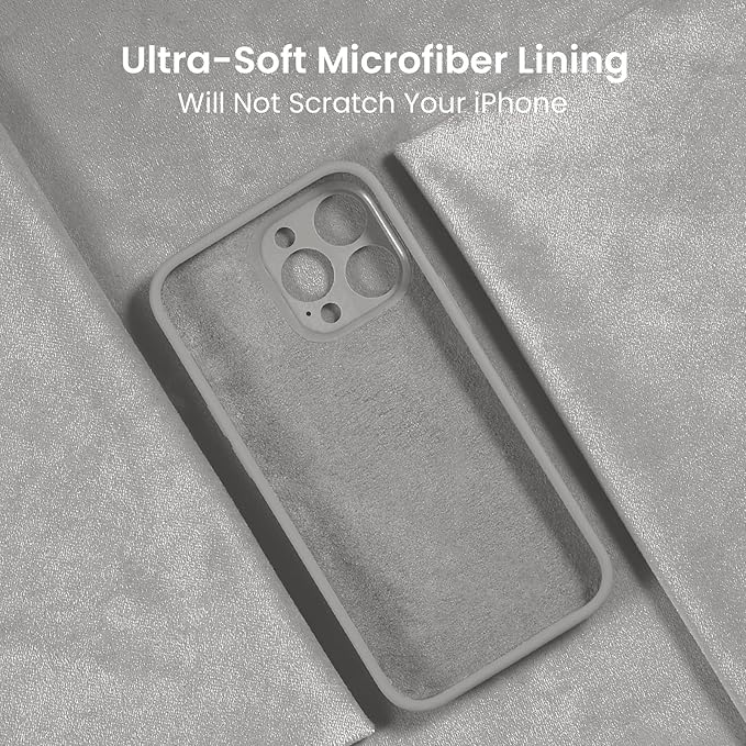 FireNova Designed for iPhone 15 Pro Max Case, Silicone Upgraded [Camera Protection] Phone Case with [2 Screen Protectors], Soft Anti-Scratch Microfiber Lining Inside, 6.7 inch, Natural Titanium