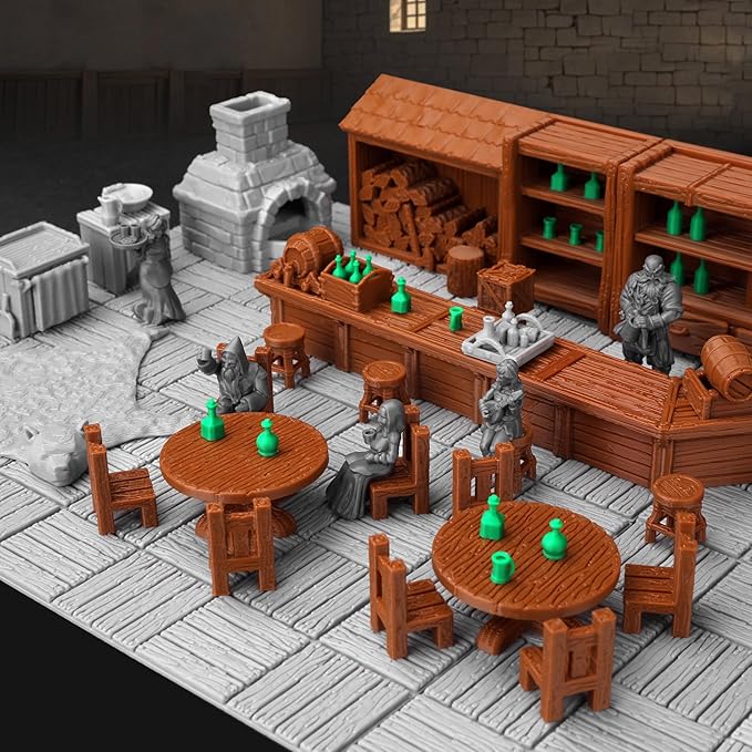 AUSPDICE 6PCS Modular DND Terrain Set for Tabletop RPGs and Dungeon Maps, High-Detail RPG Terrain for Dungeons and Dragons Fantasy Role-Playing Campaigns and 28mm Miniatures-AF634B Plank Floor