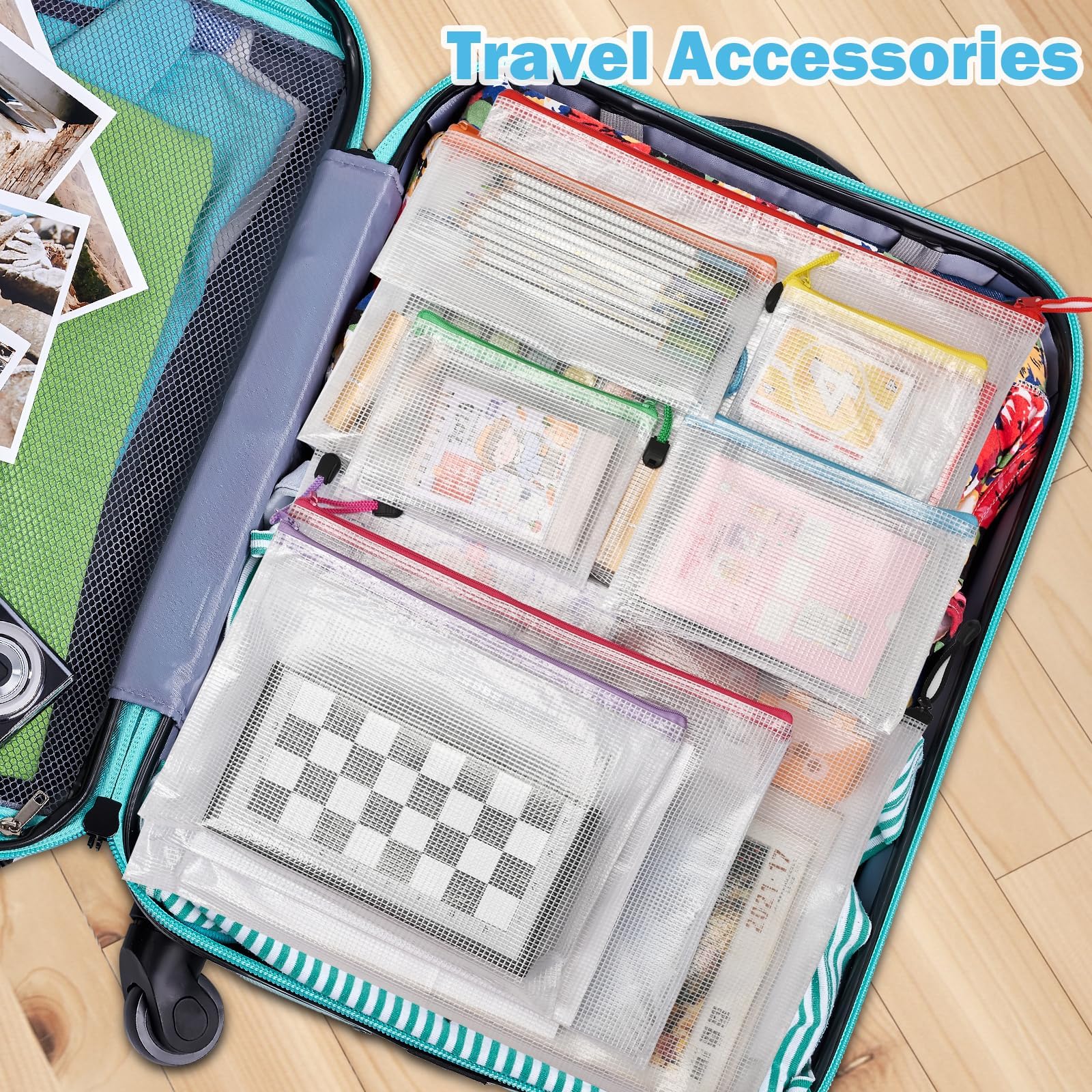 Krvyrn Multisize Mesh Zipper Pouches (20 Packs 9 Sizes) for Storage and Organization, Waterproof Mesh Pouches for Puzzle, Board Game, Toys, Travel, School, and Office Supplies