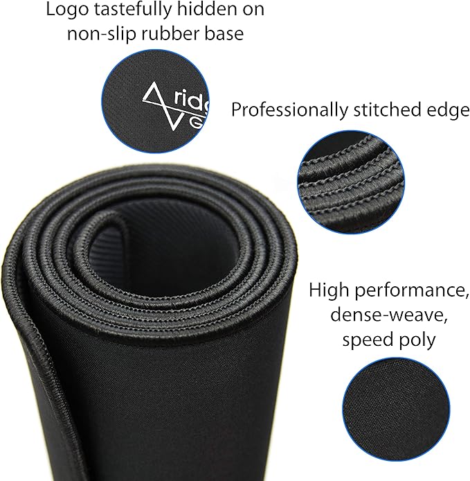 Gaming Mouse Pad (5mm) Extended 36 inch | 36x12x0.20 Extra Thick | Black | Stitched Edge, Large Washable Desk Mat