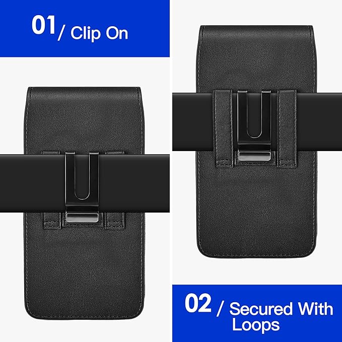 Mopaclle XL Cell Phone Holster with Belt Clip and Loop, Rugged Phone Belt Holder Compatible with Galaxy S25 Ultra, S24 Ultra, Note 20 Ultra, Moto G Power – Fits with Case On, for Men Women