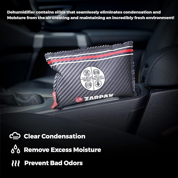 Car Dehumidifier - Rechargeable for Car, Auto, Truck, Van, SUV and RV/Motorhome Moisture absorber Dark Grey, Pack of 1