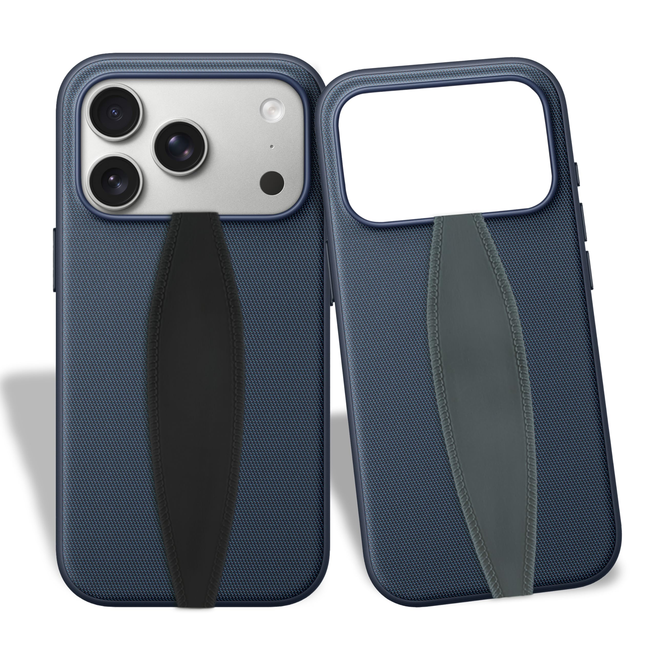 Switchbands Phone Grip Strap - Pack of 2 Reversible Finger Holder for Phone Back, Customizable Anti-Slip Design, Wireless Charging Compatible Detachable Holder for iPhone - Black & Grey
