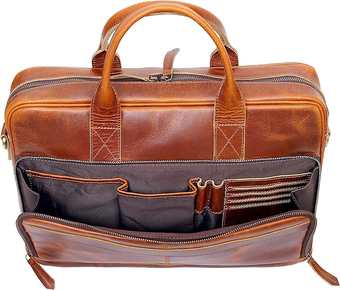 VC VINTAGE COUTURE Leather briefcase bag for men Leather Laptop Bags For Men and Women Travel Messenger Bag