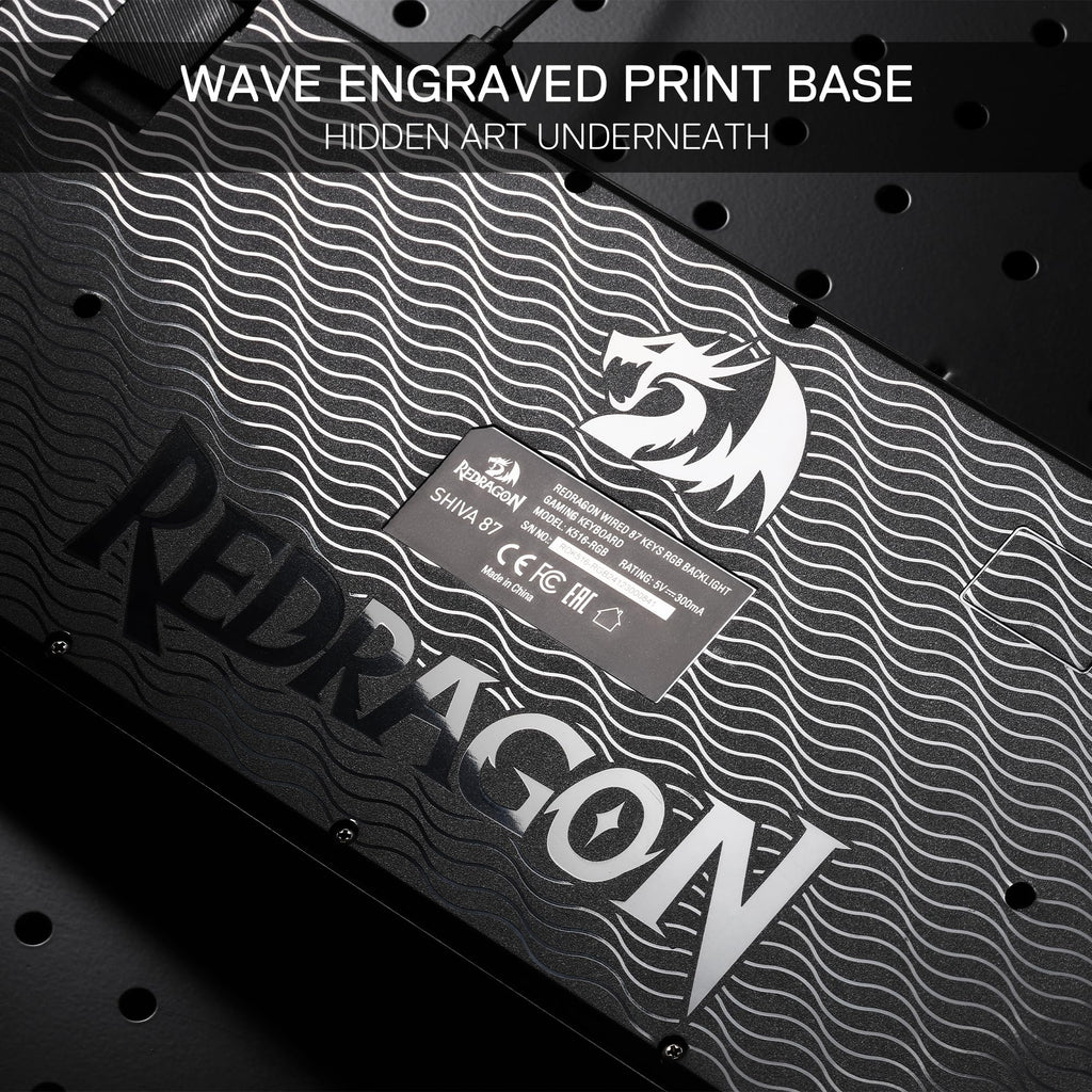 Redragon K516 Shiva TKL Wired RGB Membrane Gaming Keyboard, 87 Keys Mechanical-Feel Keyboard w/Smooth Linear Switch, On-Board Macro & Dedicated Multimedia Keys, 16.8M RGB Backlit, Software Supported