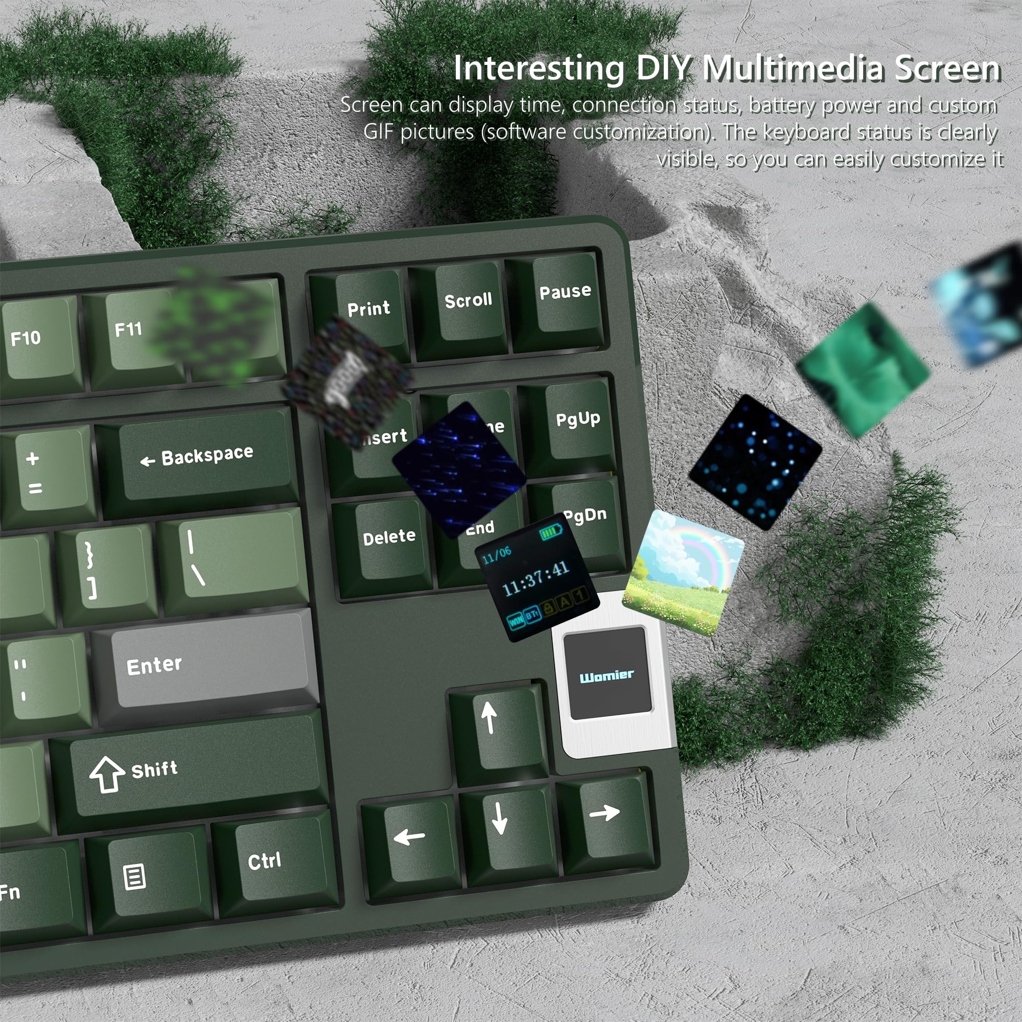 Rainy75 QK87 75% Wireless Gaming Keyboard Screen RGB Hot Swappable Gasket