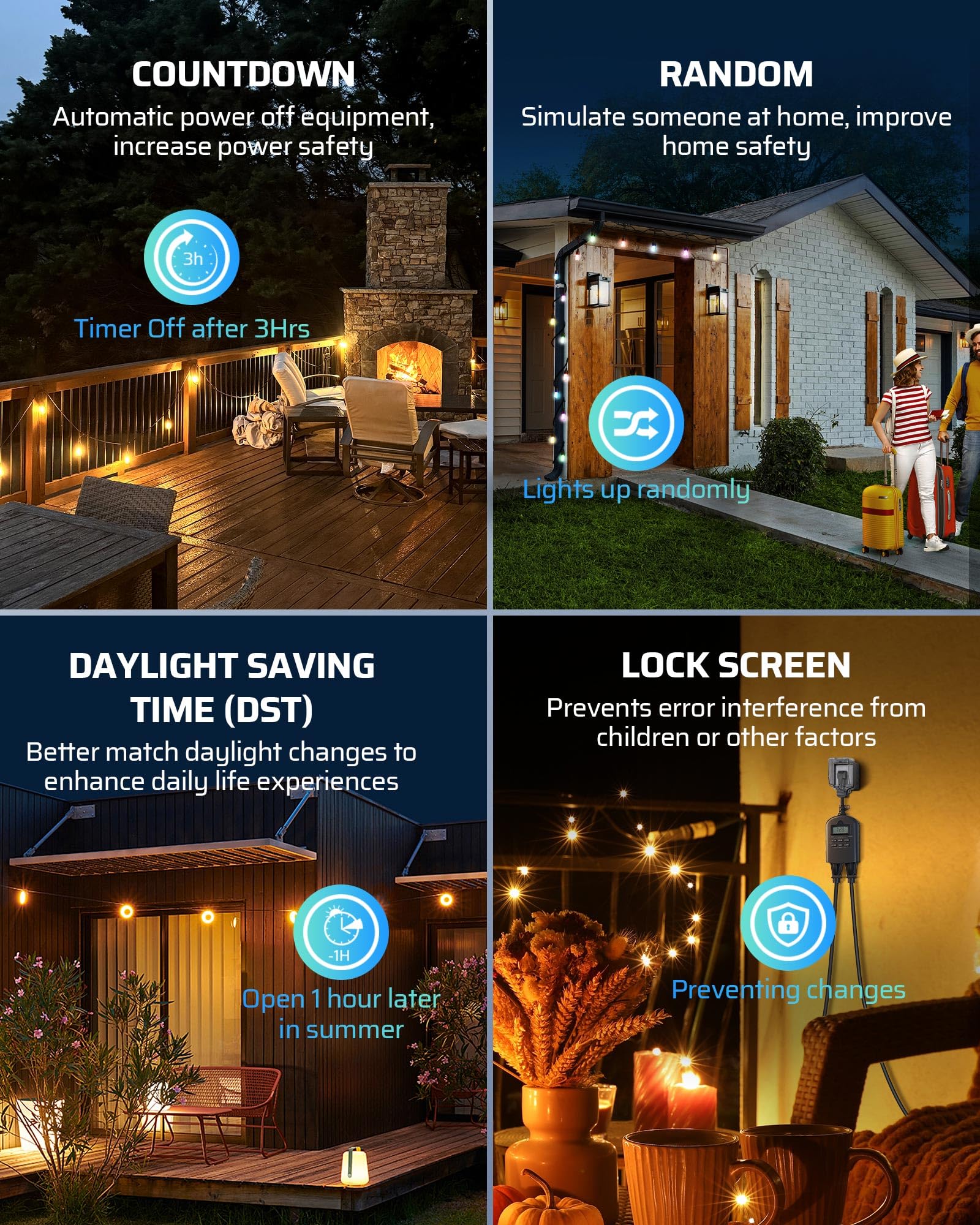 DEWENWILS Outdoor Digital Timer for Lights，ETL Listed