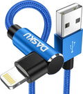 Dasku iPhone Charger 6FT 90 Degree Charging Cable 2 Pack MFi Certified USB Lightning Nylon Braided 6 Feet Fast Cord Compatible with 14/13/12/11/X/Max/8/7/6/6S/5/5S/SE/Plus/iPad,Blue