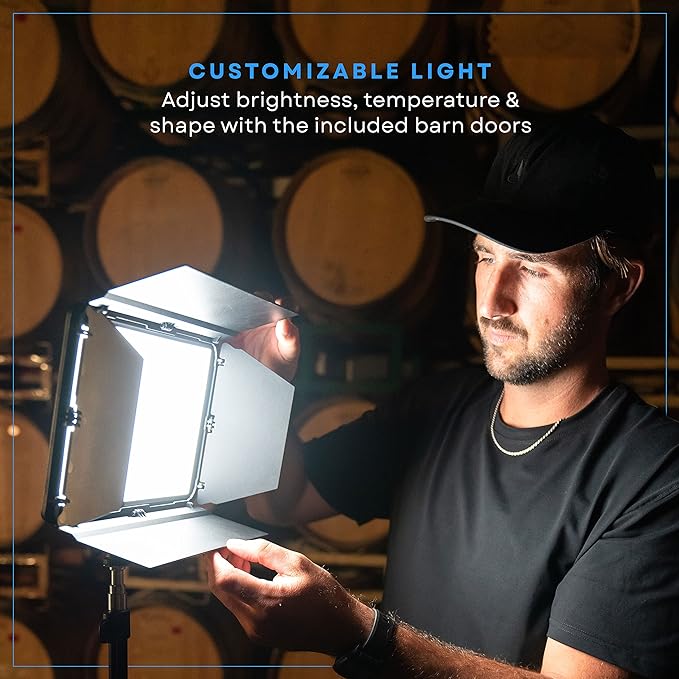 Lume Cube Studio Panel 2-Point Lighting Kit | Edge Lit LED Bicolor Light Panels 3200k - 5600k | Rechargeable Lithium Battery, Adjustable Color, Brightness, 70" Stands, Wireless Remote Included