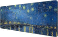 Dynippy Thin Extended Gaming Mouse Pad （31.5 * 11.8 * 0.08 inch） with Stitched Edges Large Mousepad Long XXL Keyboard and Mouse pad Desk Mat for Gaming Office & Home - Starry Night Over The Rhone