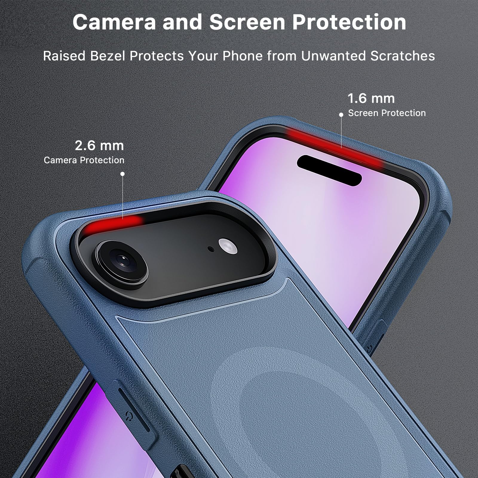 M MYBAT PRO for iPhone Air Case with Belt Clip Holster,[Compatible with Magsafe] w/Screen Protector,Anti-Drop,Shockproof,w 360°Rotating Kickstand,Heavy Duty Protection (Blue) (Blue)