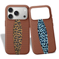 Switchbands Aesthetic Animal Phone Grip Strap – Reversible Elastic Strap, Adhesive-Free, Ergonomic Hand Support, Arthritis Friendly, Wireless Charging Compatible, Universal Fit – Blue & Gold Cheetah