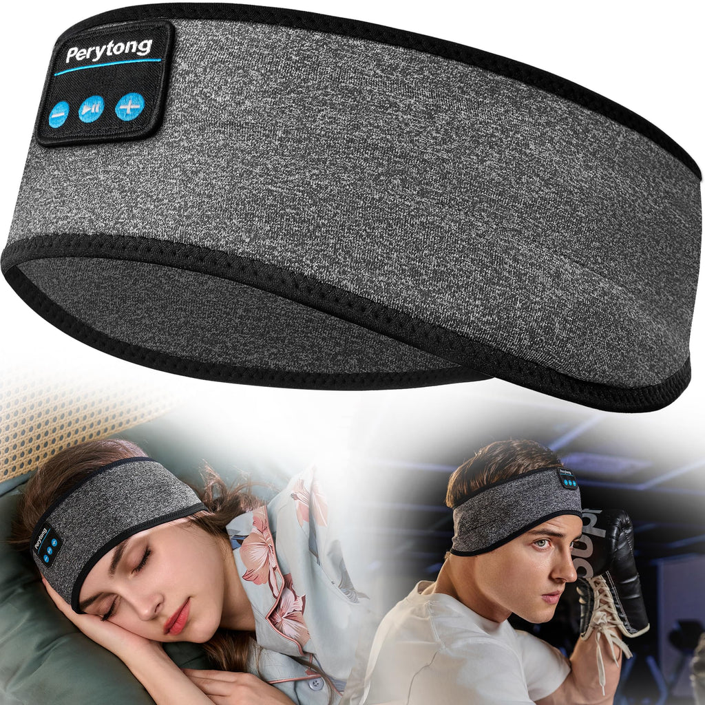 Perytong Sleep Headphones Bluetooth 5.4 Headband - Sleeping Headphones with Ultra-Thin Stereo Speakers for Side Sleepers - Wireless Music Earphones Headband for Sports, Workout, Jogging, Yoga, Travel